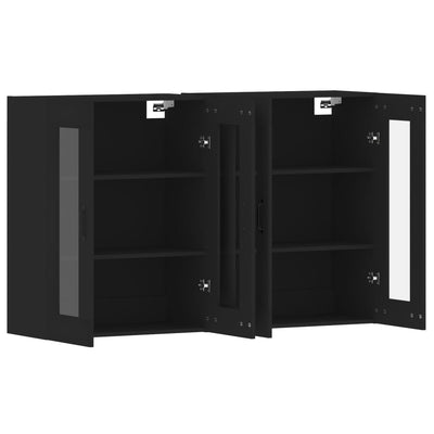Wall Mounted Cabinets 2 pcs Black Engineered Wood Payday Deals