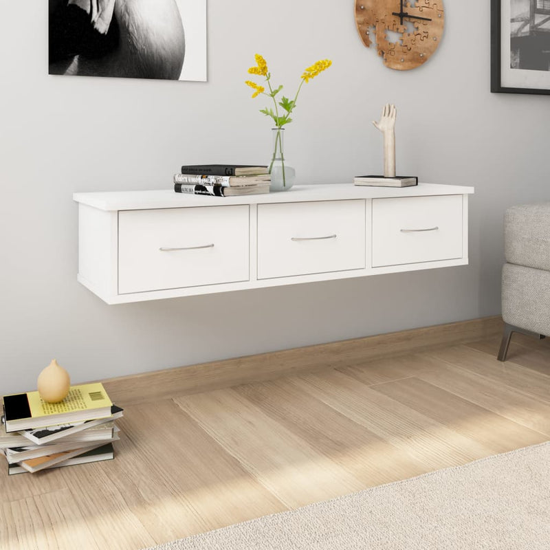 Wall-mounted Drawer Shelf White 88x26x18.5 cm Engineered Wood Payday Deals