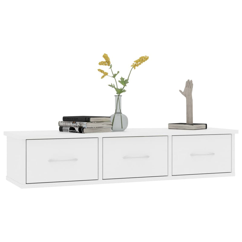 Wall-mounted Drawer Shelf White 88x26x18.5 cm Engineered Wood Payday Deals