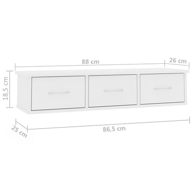 Wall-mounted Drawer Shelf White 88x26x18.5 cm Engineered Wood Payday Deals