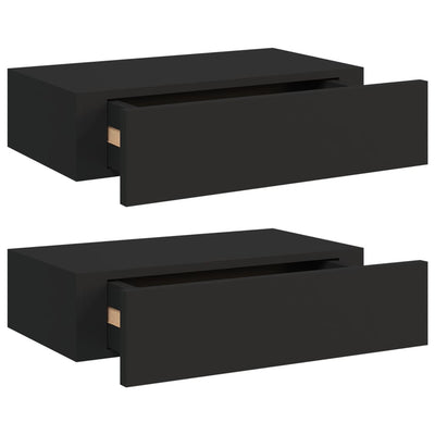 Wall-mounted Drawer Shelves 2 pcs Black 40x23.5x10cm MDF Payday Deals