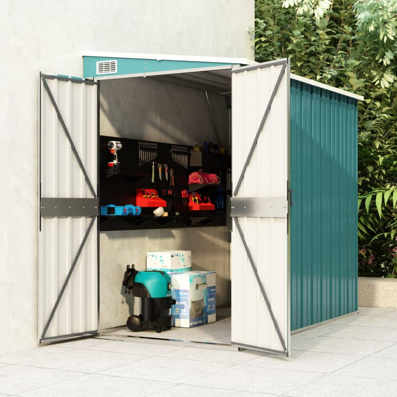 Wall-mounted Garden Shed Green 118x194x178 cm Galvanised Steel Payday Deals