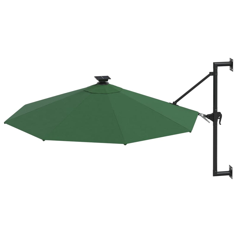 Wall-mounted Parasol with LEDs and Metal Pole 300 cm Green Payday Deals