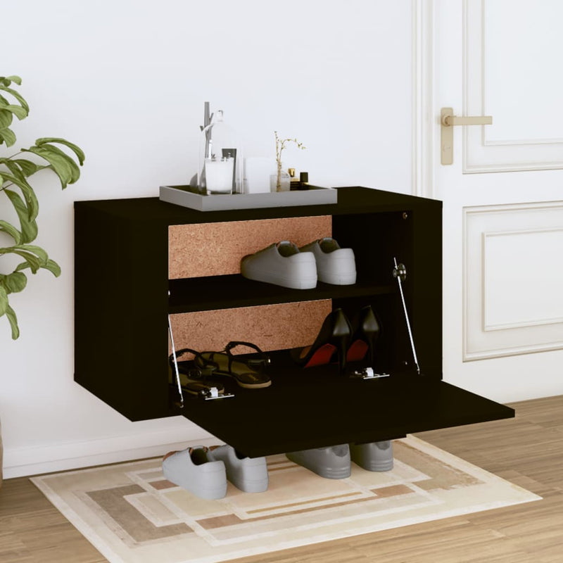 Wall-mounted Shoe Cabinet Black 70x35x38 cm Engineered Wood Payday Deals