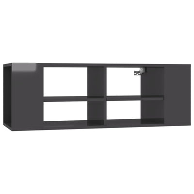 Wall-Mounted TV Cabinet High Gloss Grey 102x35x35 cm Engineered Wood Payday Deals