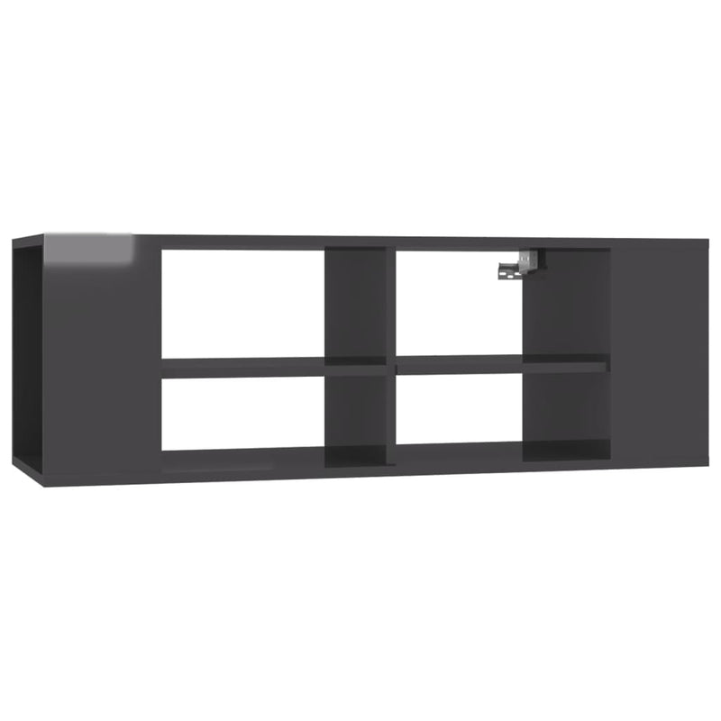 Wall-Mounted TV Cabinet High Gloss Grey 102x35x35 cm Engineered Wood Payday Deals