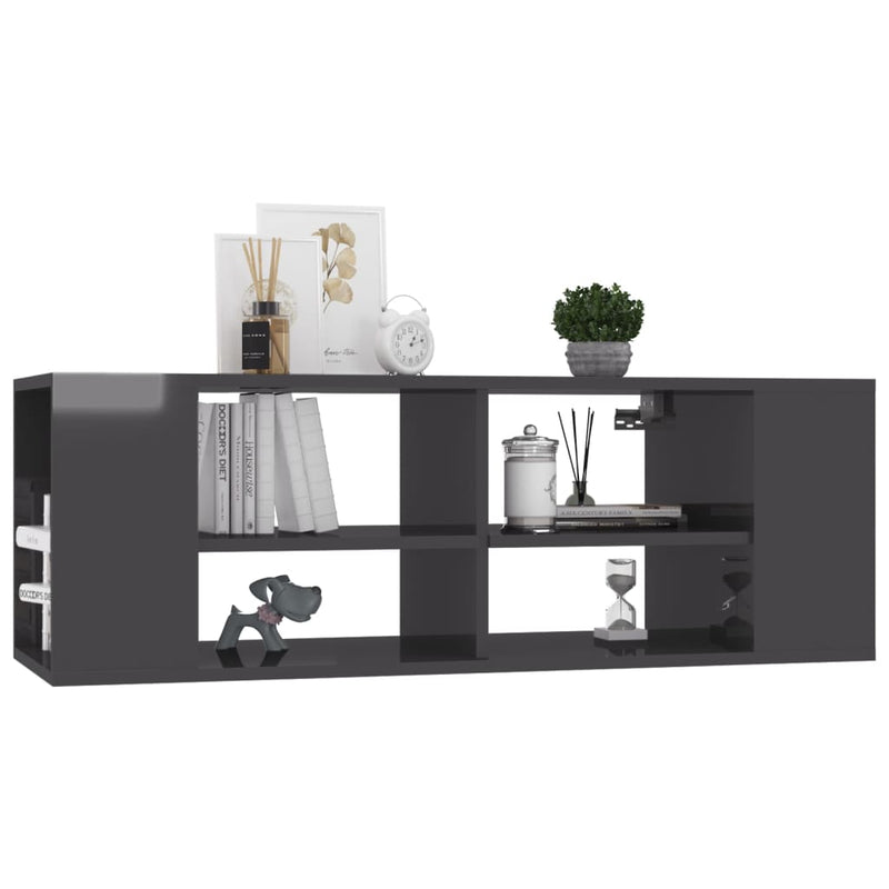 Wall-Mounted TV Cabinet High Gloss Grey 102x35x35 cm Engineered Wood Payday Deals
