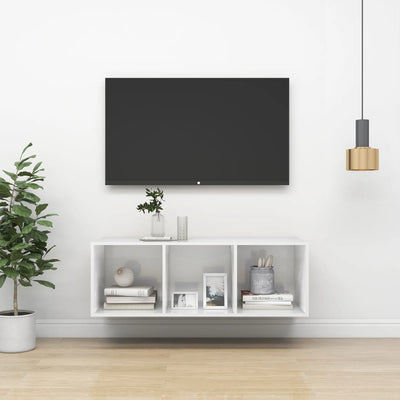 Wall-mounted TV Cabinet High Gloss White 37x37x107 cm Engineered Wood Payday Deals