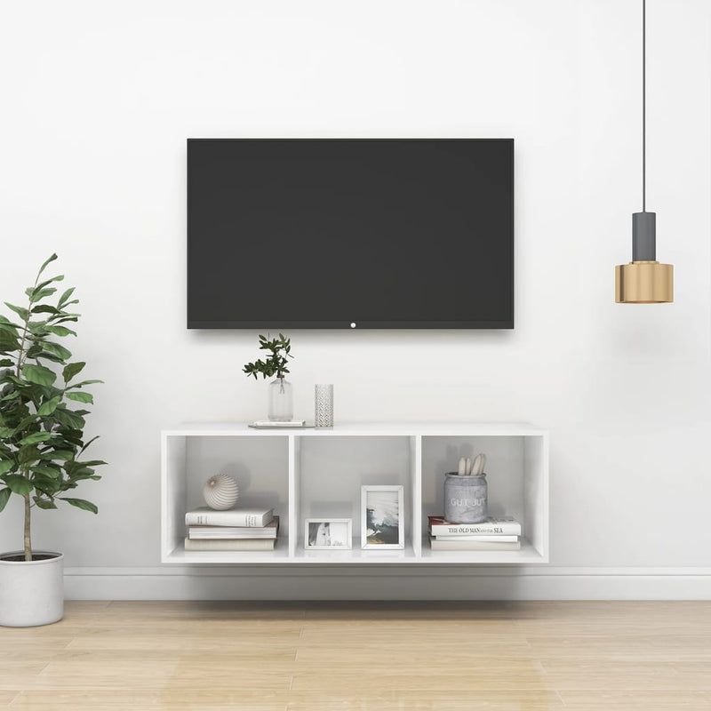 Wall-mounted TV Cabinet High Gloss White 37x37x107 cm Engineered Wood Payday Deals