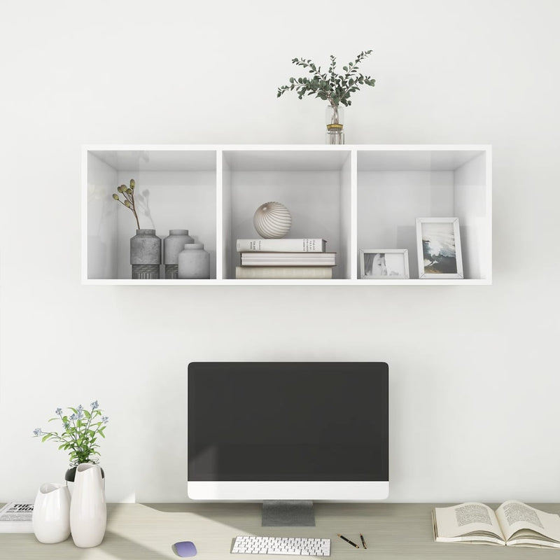 Wall-mounted TV Cabinet High Gloss White 37x37x107 cm Engineered Wood Payday Deals