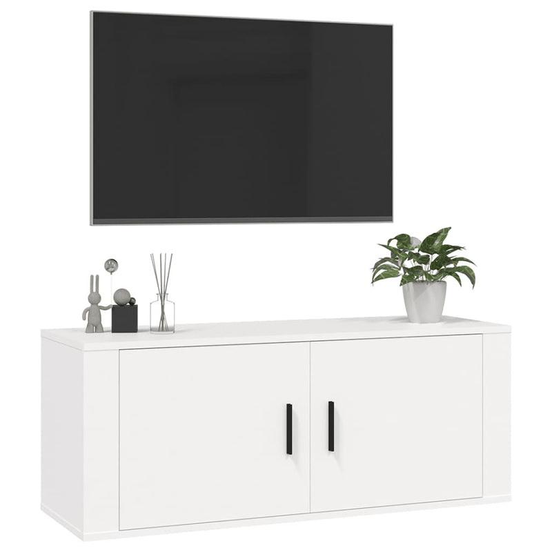 Wall Mounted TV Cabinet White 100x34.5x40 cm Payday Deals