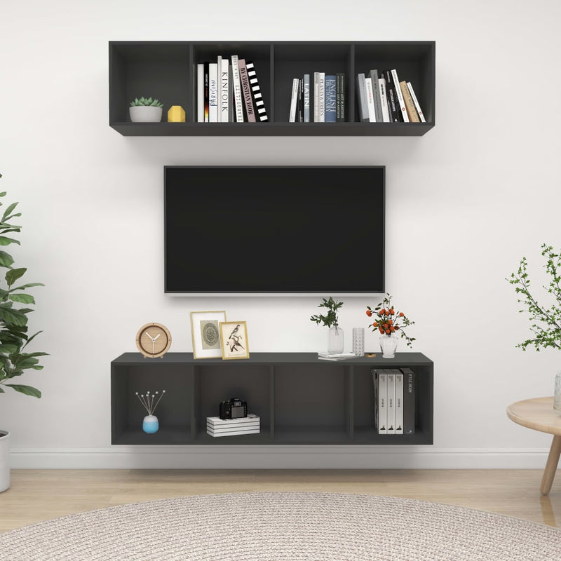 Wall-mounted TV Cabinets 2 pcs Grey Engineered Wood Payday Deals