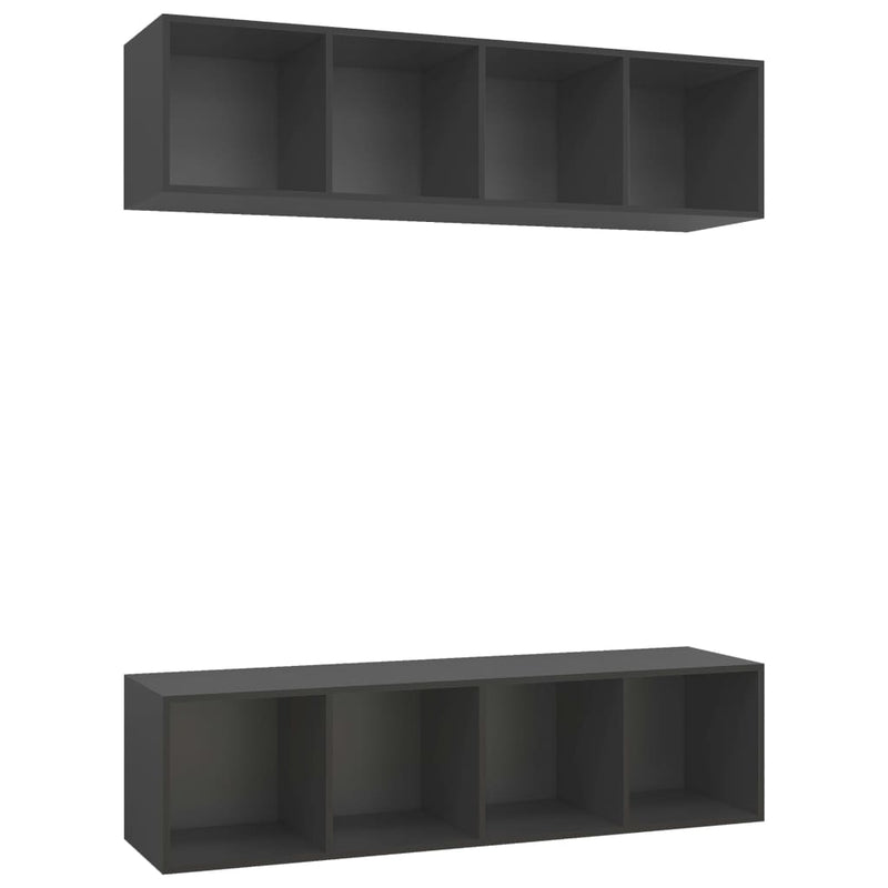 Wall-mounted TV Cabinets 2 pcs Grey Engineered Wood Payday Deals