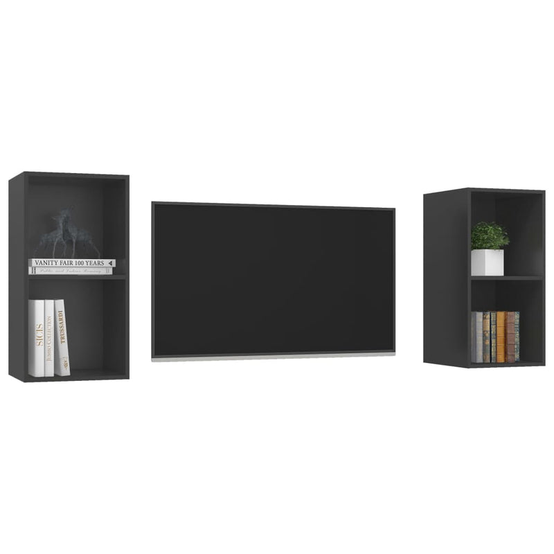 Wall-mounted TV Cabinets 2 pcs Grey Engineered Wood Payday Deals
