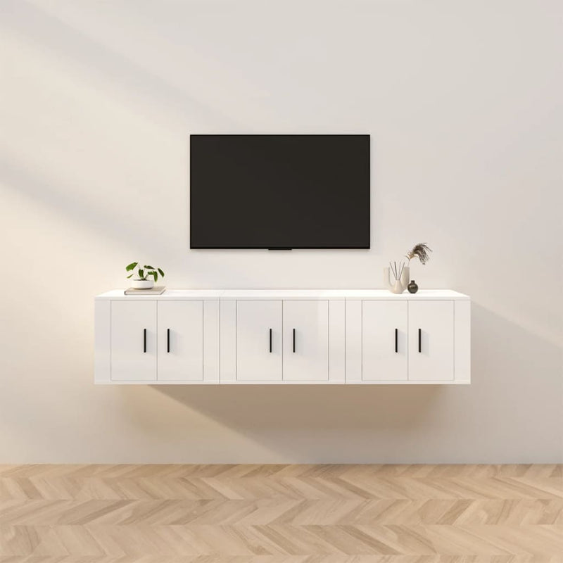 Wall-mounted TV Cabinets 3 pcs High Gloss White 57x34.5x40 cm Payday Deals