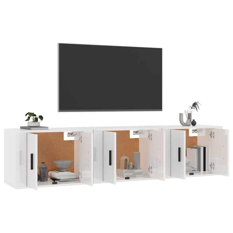 Wall-mounted TV Cabinets 3 pcs High Gloss White 57x34.5x40 cm Payday Deals