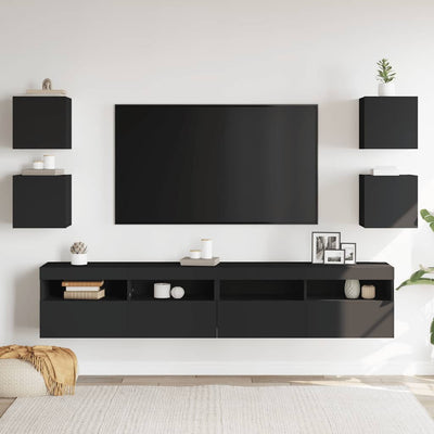 Wall Mounted TV Cabinets 4 pcs Black 30.5x30x30 cm Payday Deals