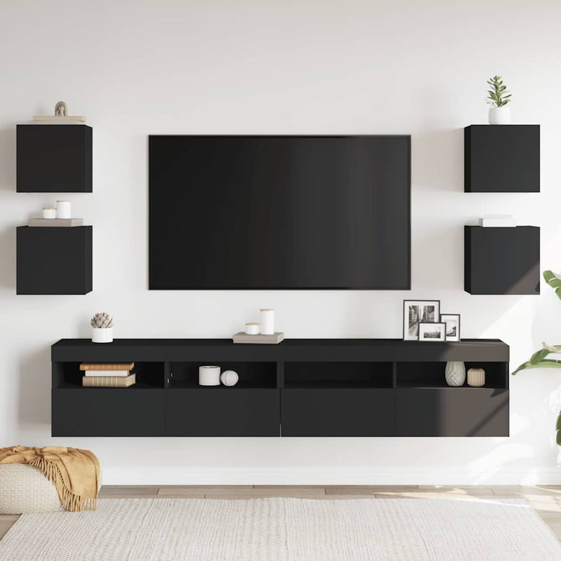 Wall Mounted TV Cabinets 4 pcs Black 30.5x30x30 cm Payday Deals
