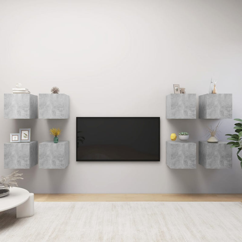 Wall Mounted TV Cabinets 8 pcs Concrete Grey 30.5x30x30 cm Payday Deals