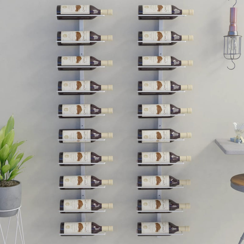 Wall-mounted Wine Rack for 10 Bottles 2 pcs White Metal Payday Deals