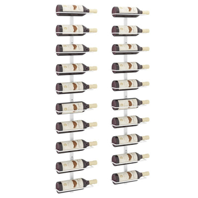 Wall-mounted Wine Rack for 10 Bottles 2 pcs White Metal Payday Deals