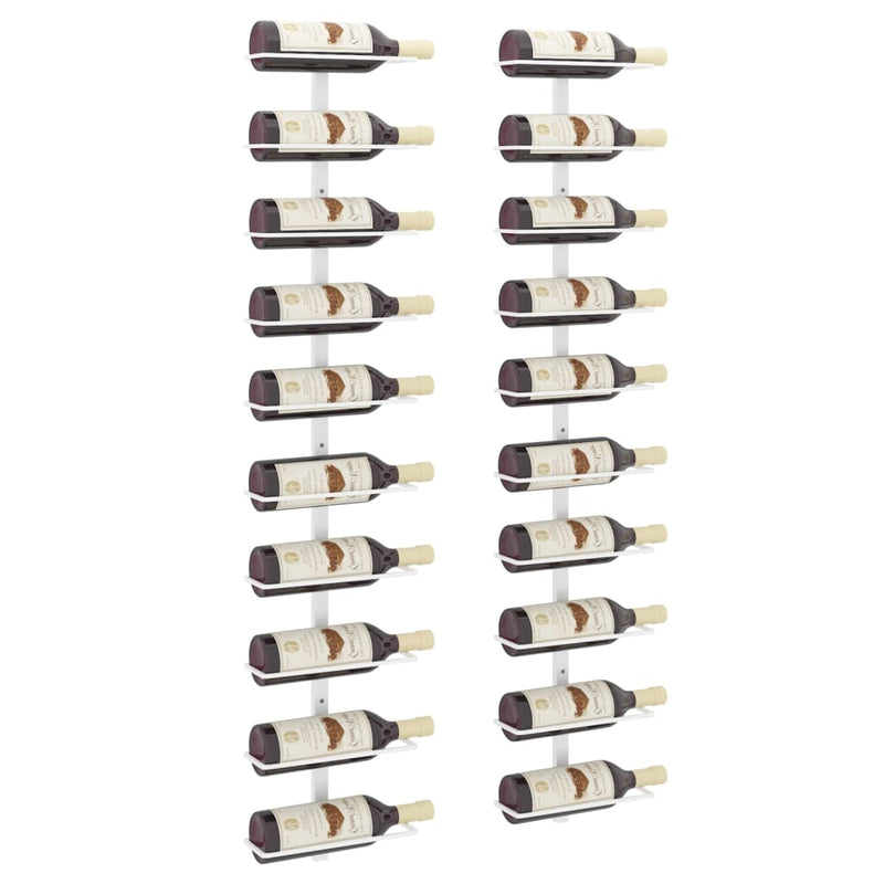 Wall-mounted Wine Rack for 10 Bottles 2 pcs White Metal Payday Deals