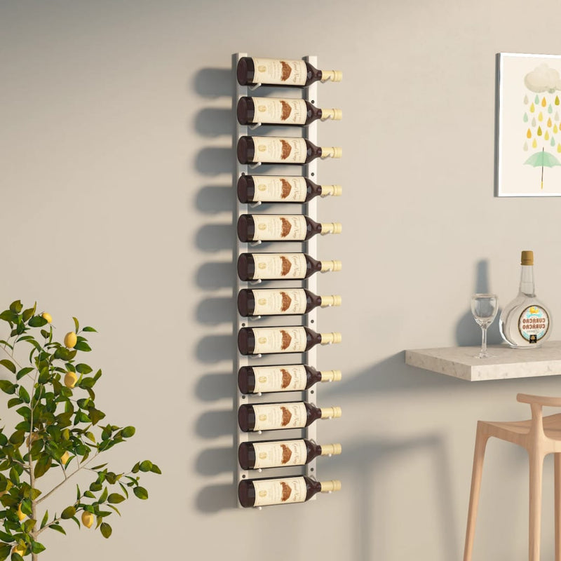 Wall Mounted Wine Rack for 12 Bottles White Iron Payday Deals