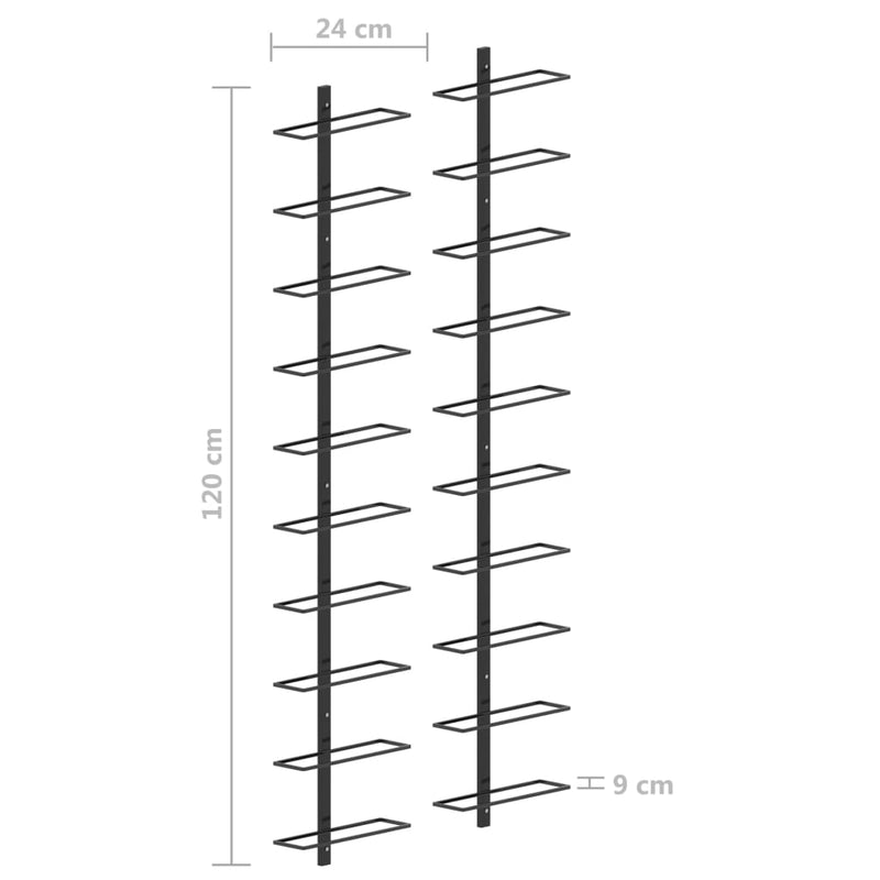 Wall-mounted Wine Racks for 20 Bottles 2 pcs Black Metal Payday Deals