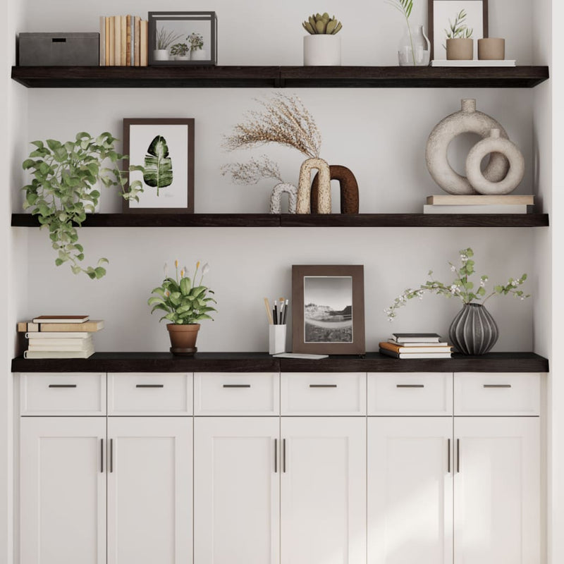 Wall Shelf Dark Brown 160x40x(2-4) cm Treated Solid Wood Oak Payday Deals