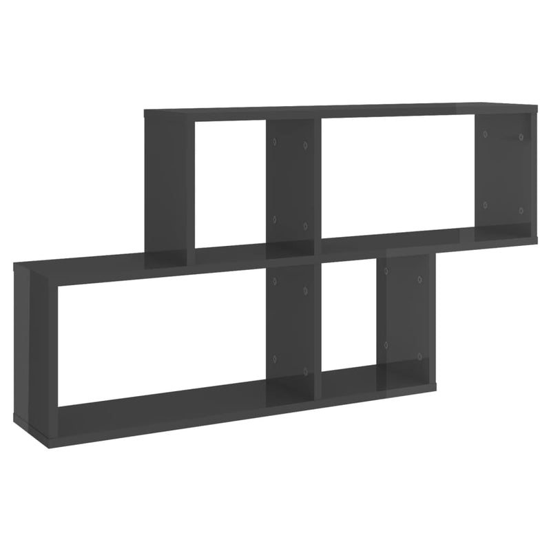 Wall Shelf High Gloss Grey 100x18x53 cm Engineered Wood Payday Deals