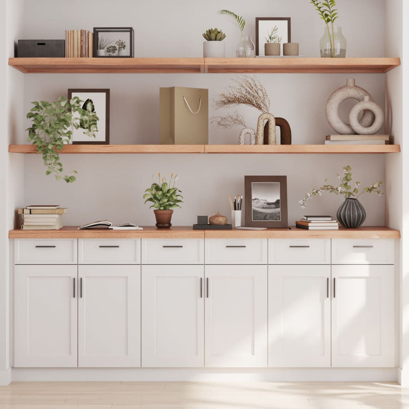 Wall Shelf Light Brown 200x60x(2-4) cm Treated Solid Wood Oak Payday Deals