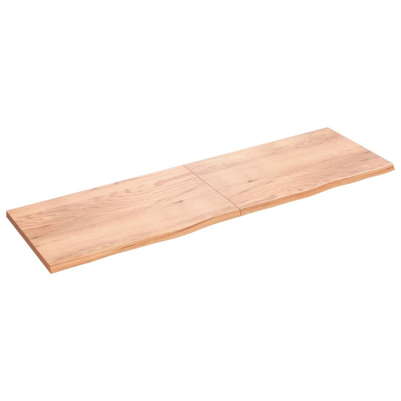 Wall Shelf Light Brown 200x60x(2-4) cm Treated Solid Wood Oak Payday Deals