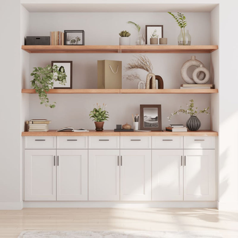 Wall Shelf Light Brown 200x60x(2-4) cm Treated Solid Wood Oak Payday Deals