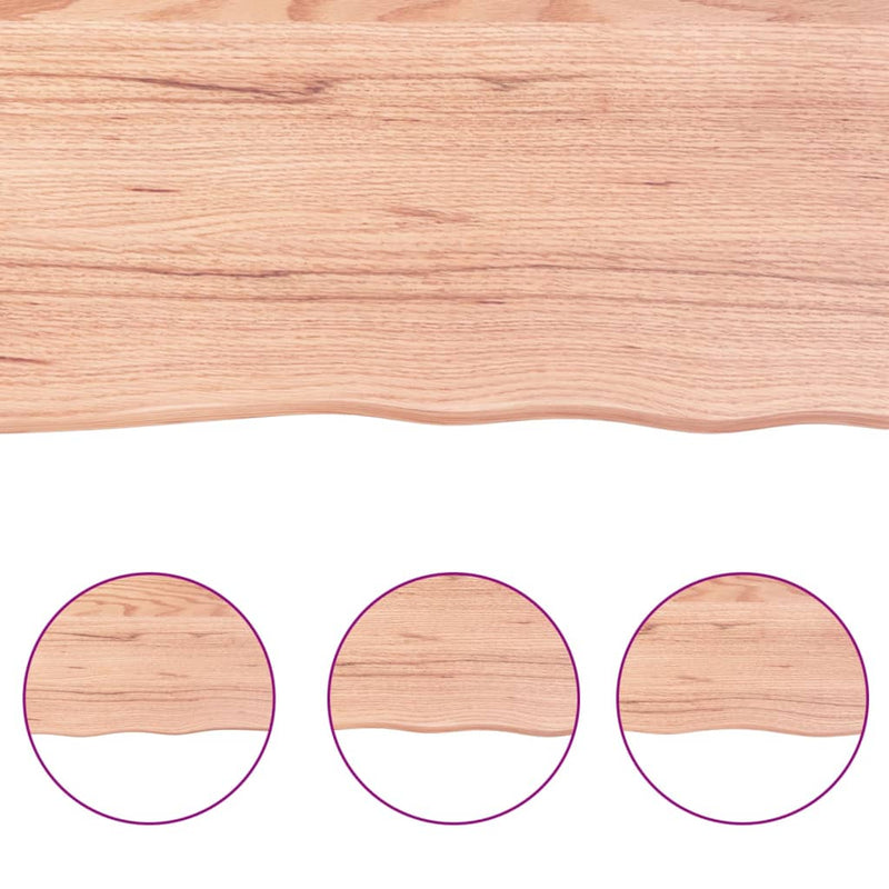 Wall Shelf Light Brown 200x60x(2-4) cm Treated Solid Wood Oak Payday Deals