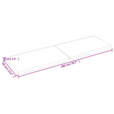 Wall Shelf Light Brown 200x60x(2-4) cm Treated Solid Wood Oak Payday Deals