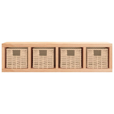 Wall Shelf with Baskets 62x18x16 cm Solid Wood Walnut Payday Deals