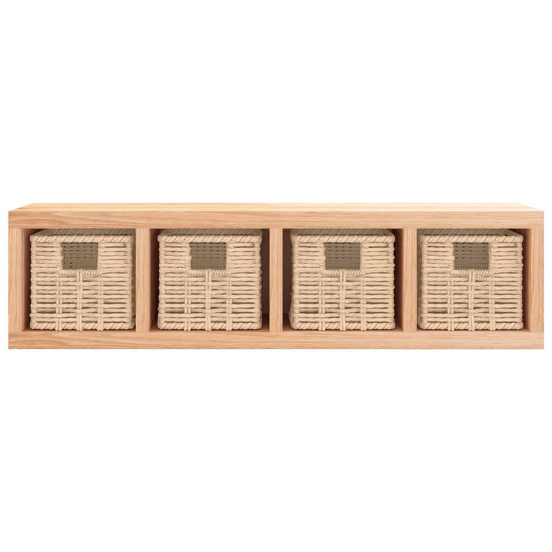 Wall Shelf with Baskets 62x18x16 cm Solid Wood Walnut Payday Deals