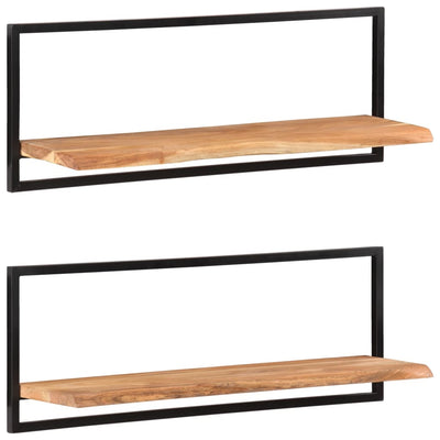 Wall Shelves 2 pcs 100x24x35 cm Solid Wood Acacia and Steel Payday Deals