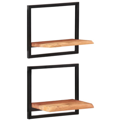 Wall Shelves 2 pcs 40x24x35 cm Solid Wood Acacia and Steel Payday Deals