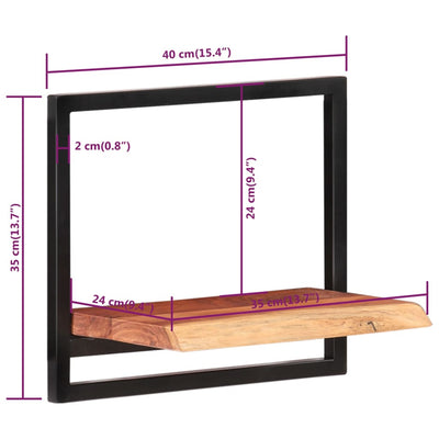 Wall Shelves 2 pcs 40x24x35 cm Solid Wood Acacia and Steel Payday Deals