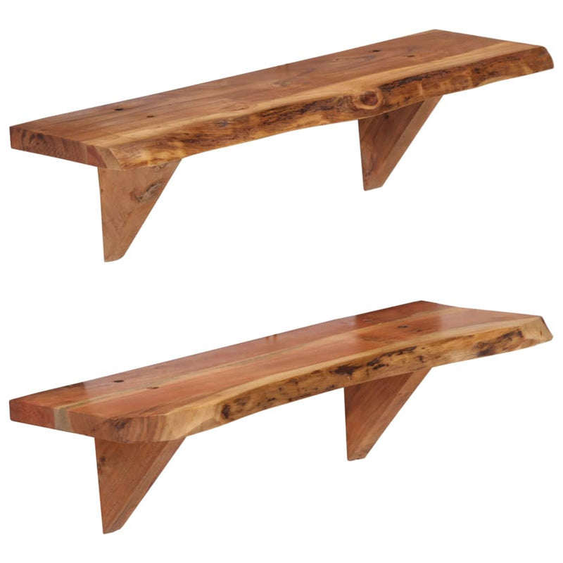 Wall Shelves 2 pcs 60x20x18 cm Solid Acacia Wood Payday Deals