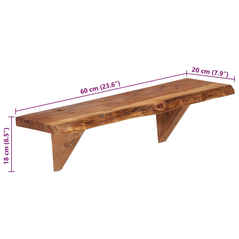 Wall Shelves 2 pcs 60x20x18 cm Solid Acacia Wood Payday Deals
