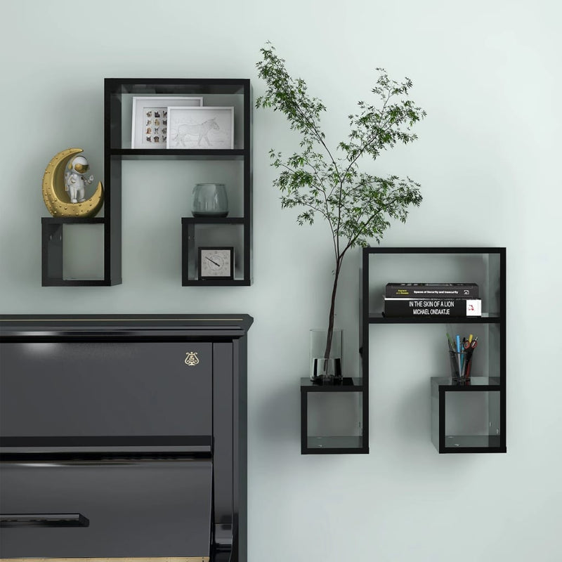 Wall Shelves 2 pcs Black 50x15x50 cm Engineered Wood Payday Deals