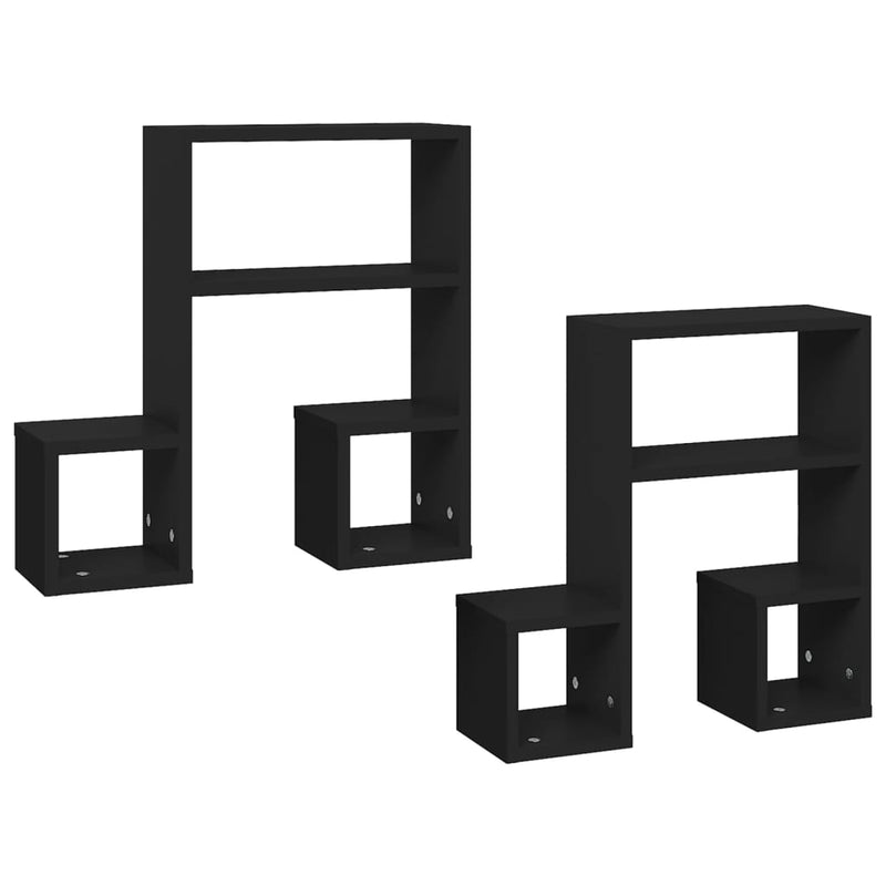 Wall Shelves 2 pcs Black 50x15x50 cm Engineered Wood Payday Deals