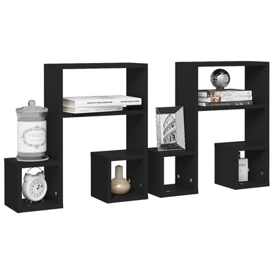 Wall Shelves 2 pcs Black 50x15x50 cm Engineered Wood Payday Deals