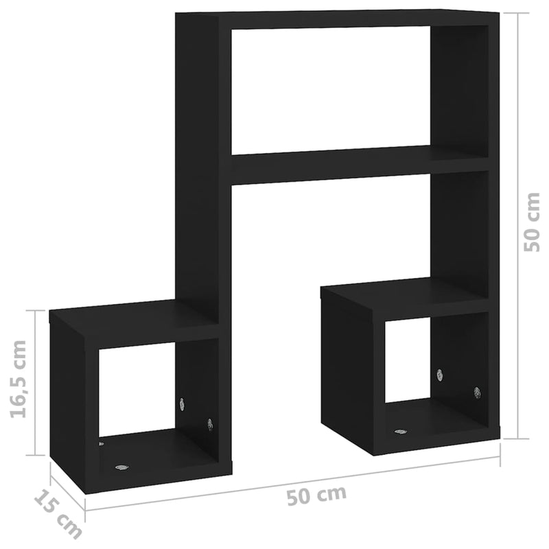 Wall Shelves 2 pcs Black 50x15x50 cm Engineered Wood Payday Deals