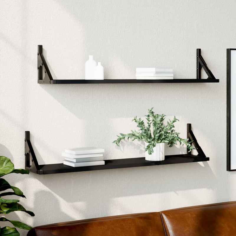 Wall Shelves 2 pcs Black 80x15x15.5 cm Engineered Wood Payday Deals