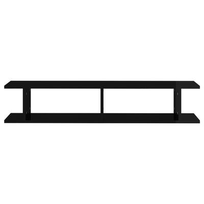 Wall Shelves 2 pcs High Gloss Black 105x18x20cm Engineered Wood Payday Deals