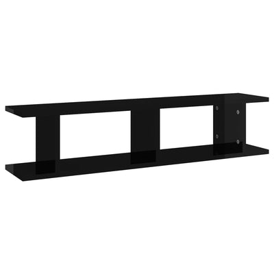 Wall Shelves 2 pcs High Gloss Black 90x18x20 cm Engineered Wood Payday Deals