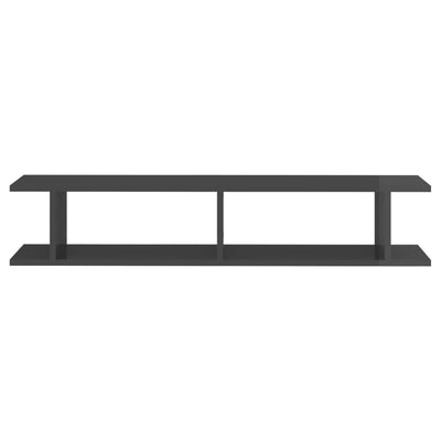 Wall Shelves 2 pcs High Gloss Grey 105x18x20cm Engineered Wood Payday Deals